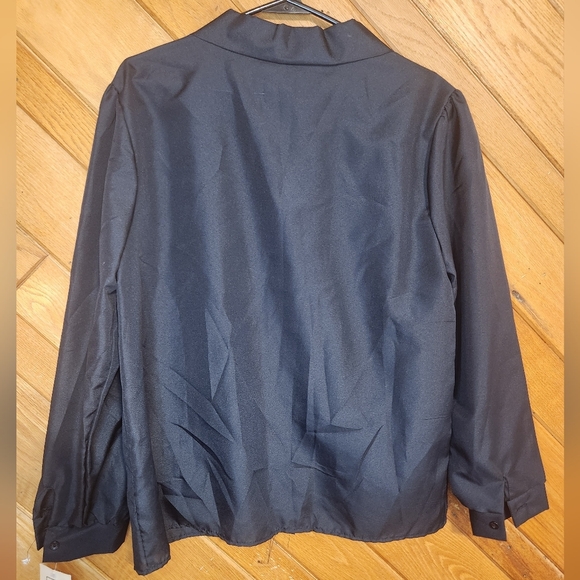 Rosebud II vintage black sheer large button down long sleeved shirt - Picture 7 of 13